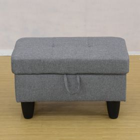 Grey Linen Living Room Sofa Ottoman