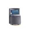 360° Swivel Accent Chair with Storage Function, and Velvet Pillow, Velvet Curved Chair with Gold Metal Base for Living Room, Nursery, Bedroom [Video]