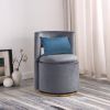 360° Swivel Accent Chair with Storage Function, and Velvet Pillow, Velvet Curved Chair with Gold Metal Base for Living Room, Nursery, Bedroom [Video]