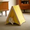 Pet Tent; Cat Tent for Indoor Cats; Wooden Cat House for small Pets; Yellow